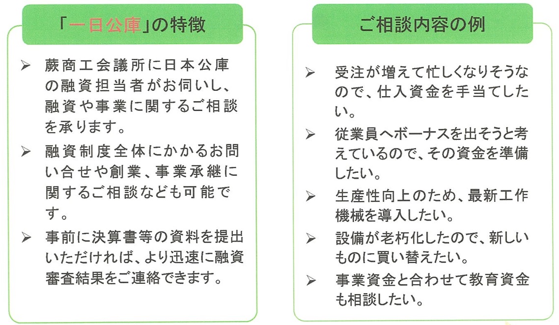 一日公庫の内容